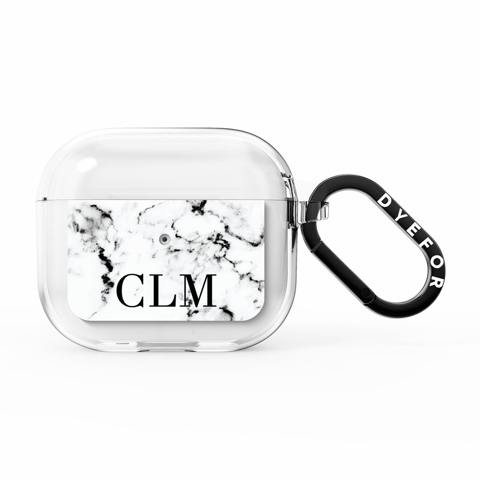 Marble Black Initials Personalised AirPods Clear Case 3rd Gen