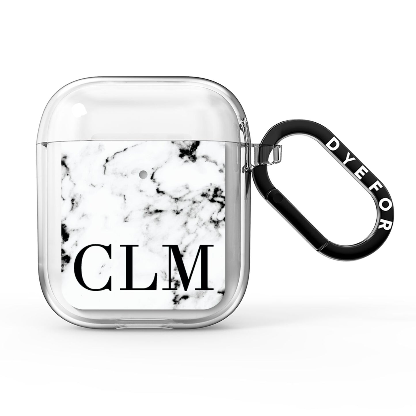 Marble Black Initials Personalised AirPods Clear Case