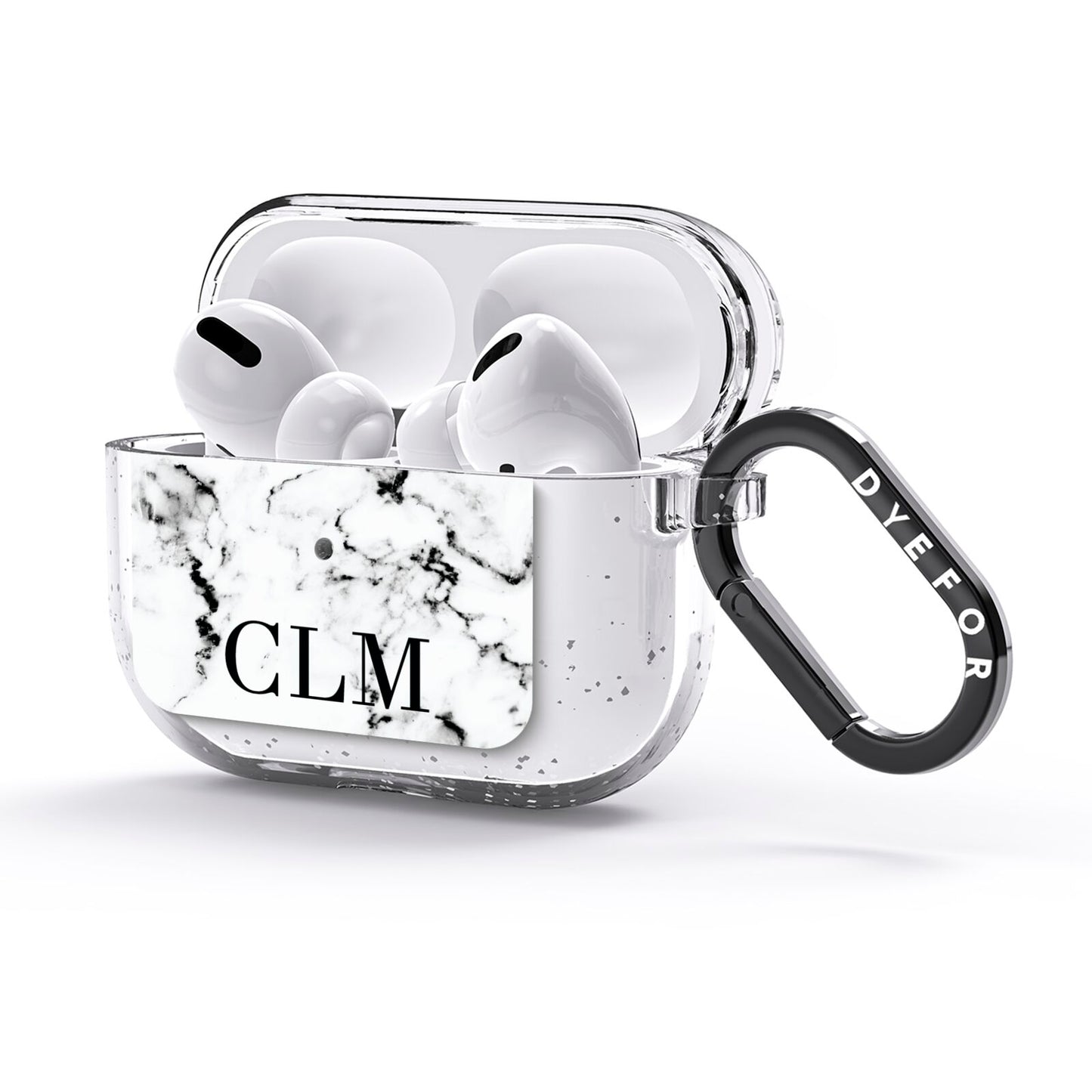 Marble Black Initials Personalised AirPods Glitter Case 3rd Gen Side Image