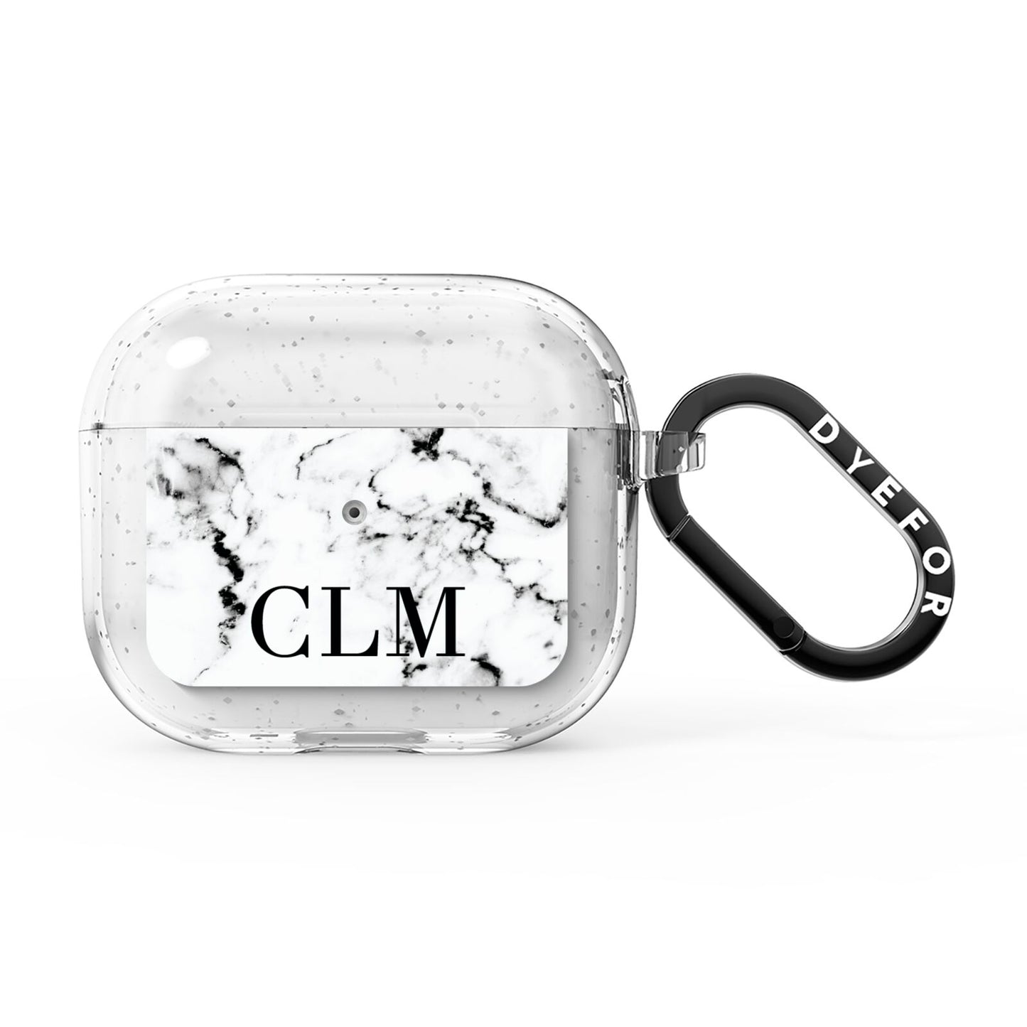 Marble Black Initials Personalised AirPods Glitter Case 3rd Gen