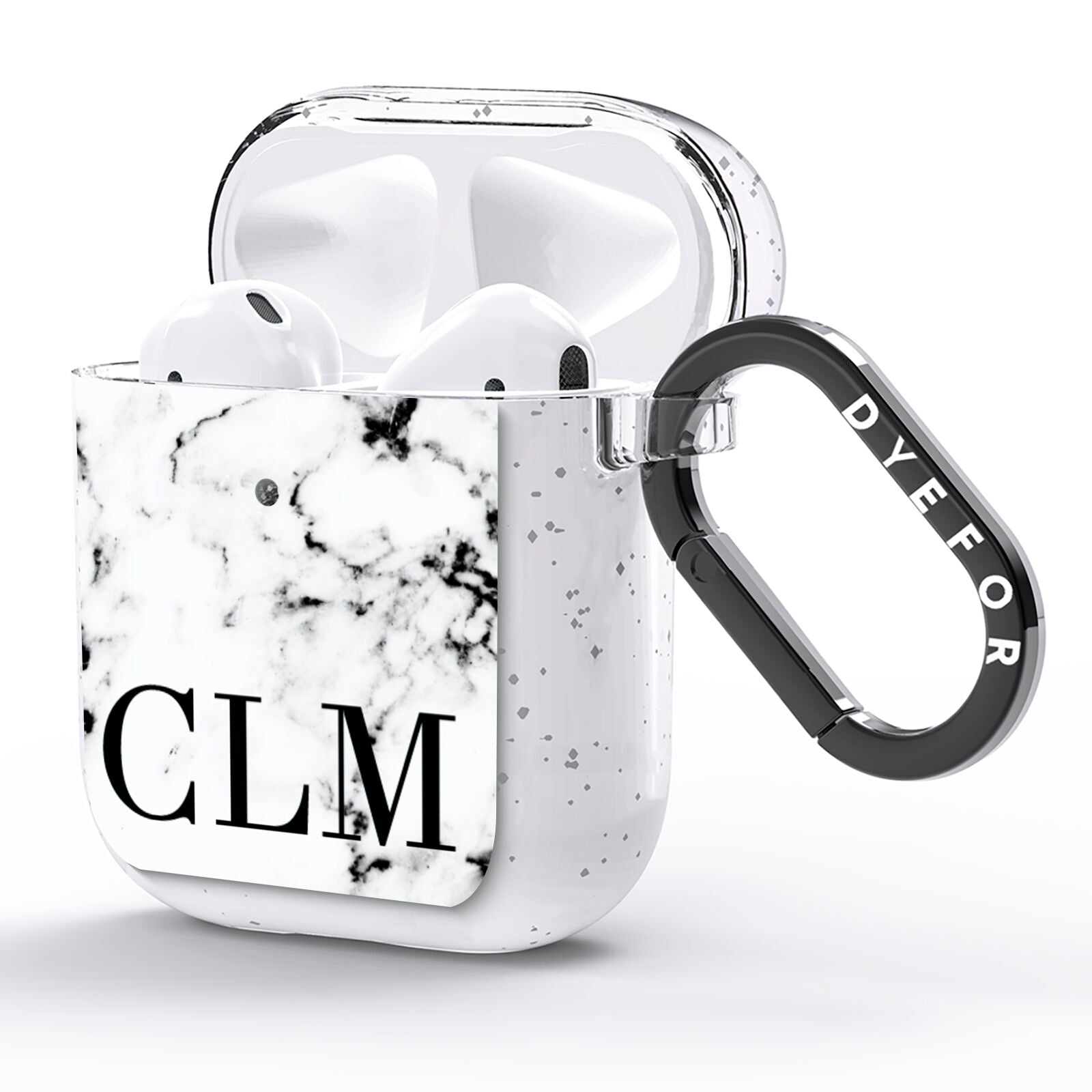 Marble Black Initials Personalised AirPods Glitter Case Side Image