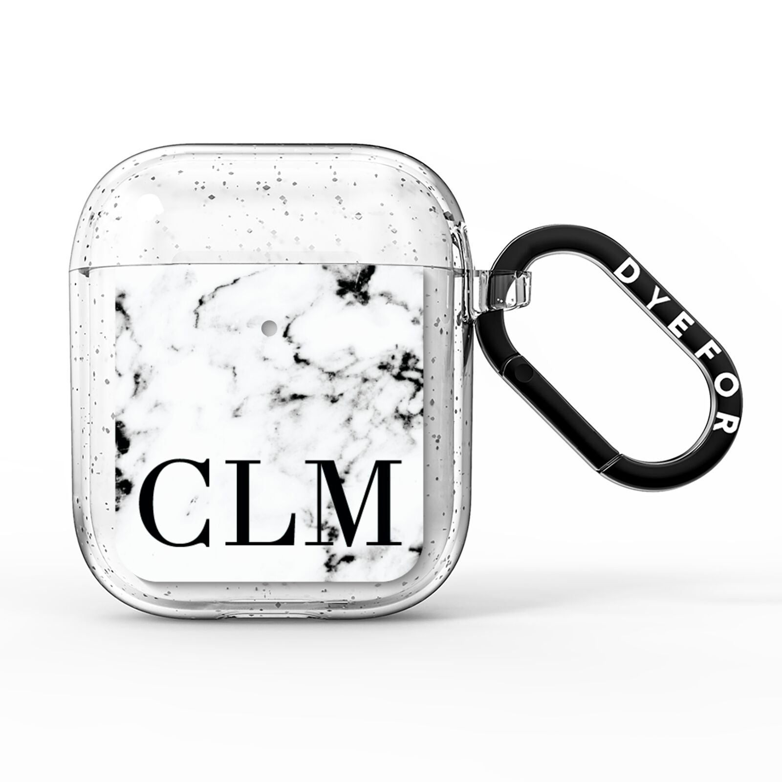 Marble Black Initials Personalised AirPods Glitter Case