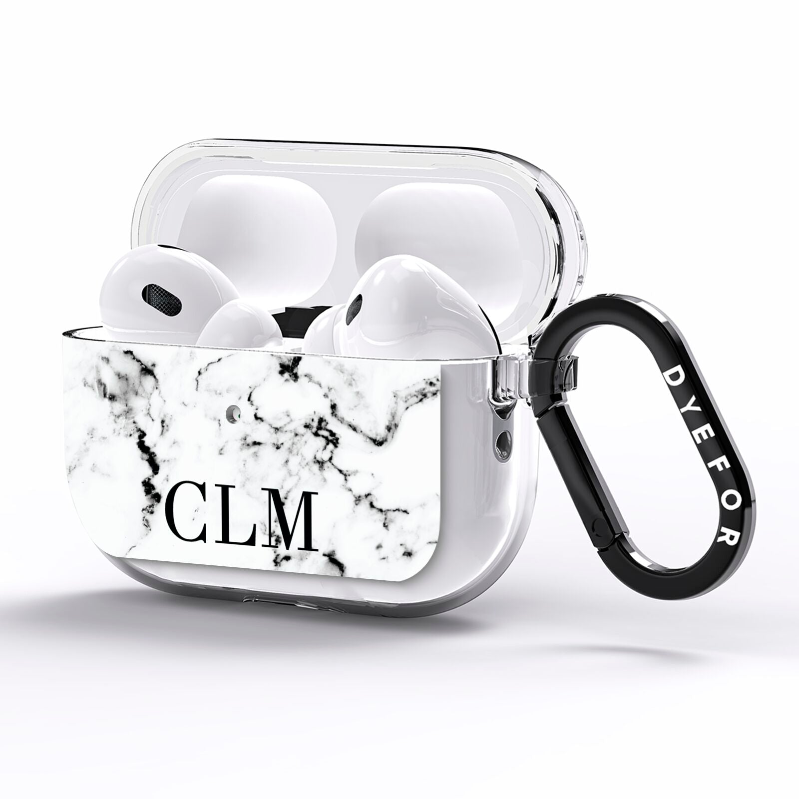 Marble Black Initials Personalised AirPods Pro Clear Case Side Image