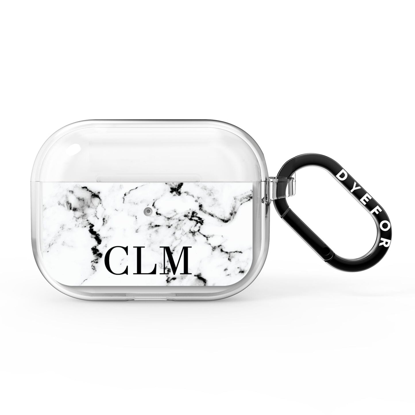 Marble Black Initials Personalised AirPods Pro Clear Case