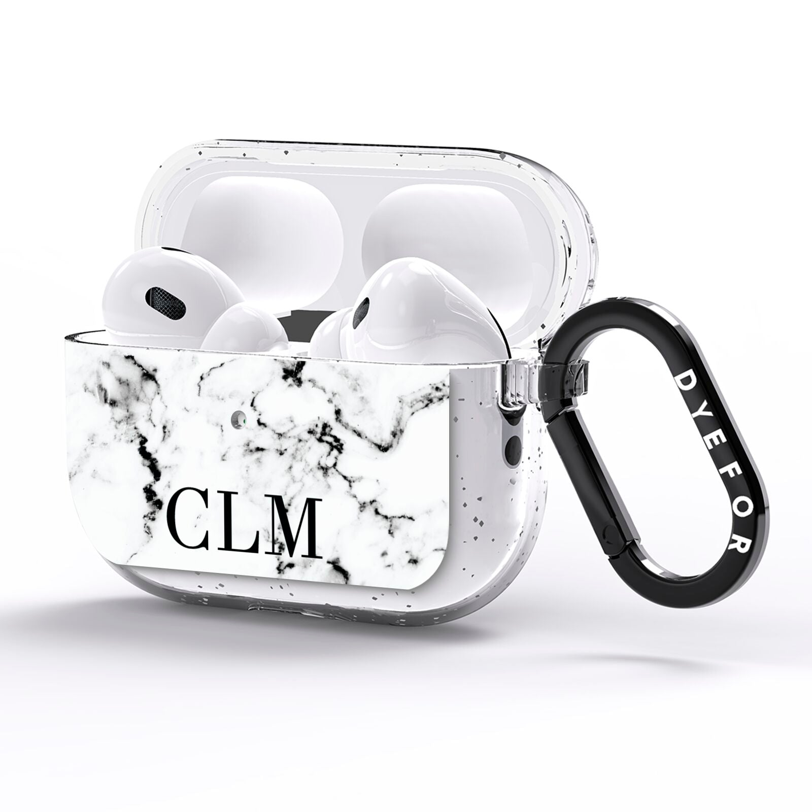 Marble Black Initials Personalised AirPods Pro Glitter Case Side Image