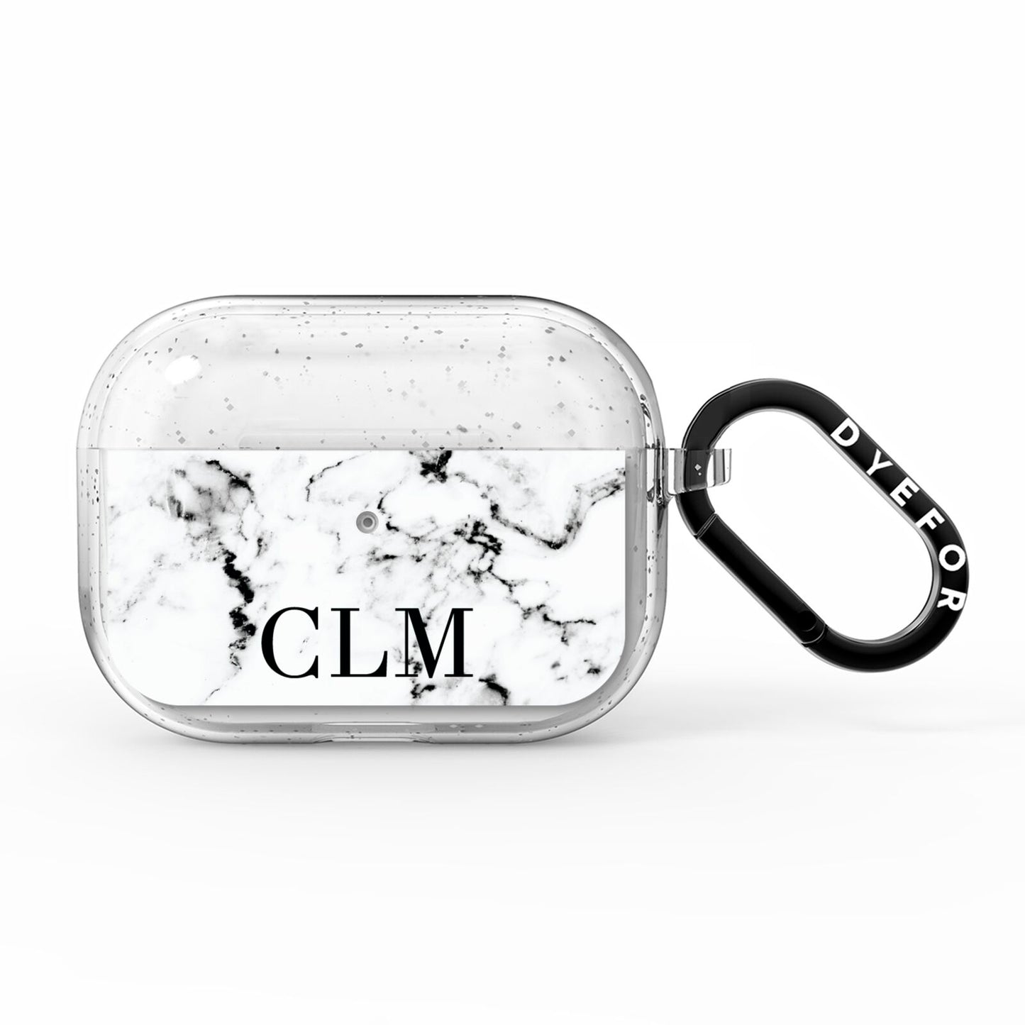 Marble Black Initials Personalised AirPods Pro Glitter Case