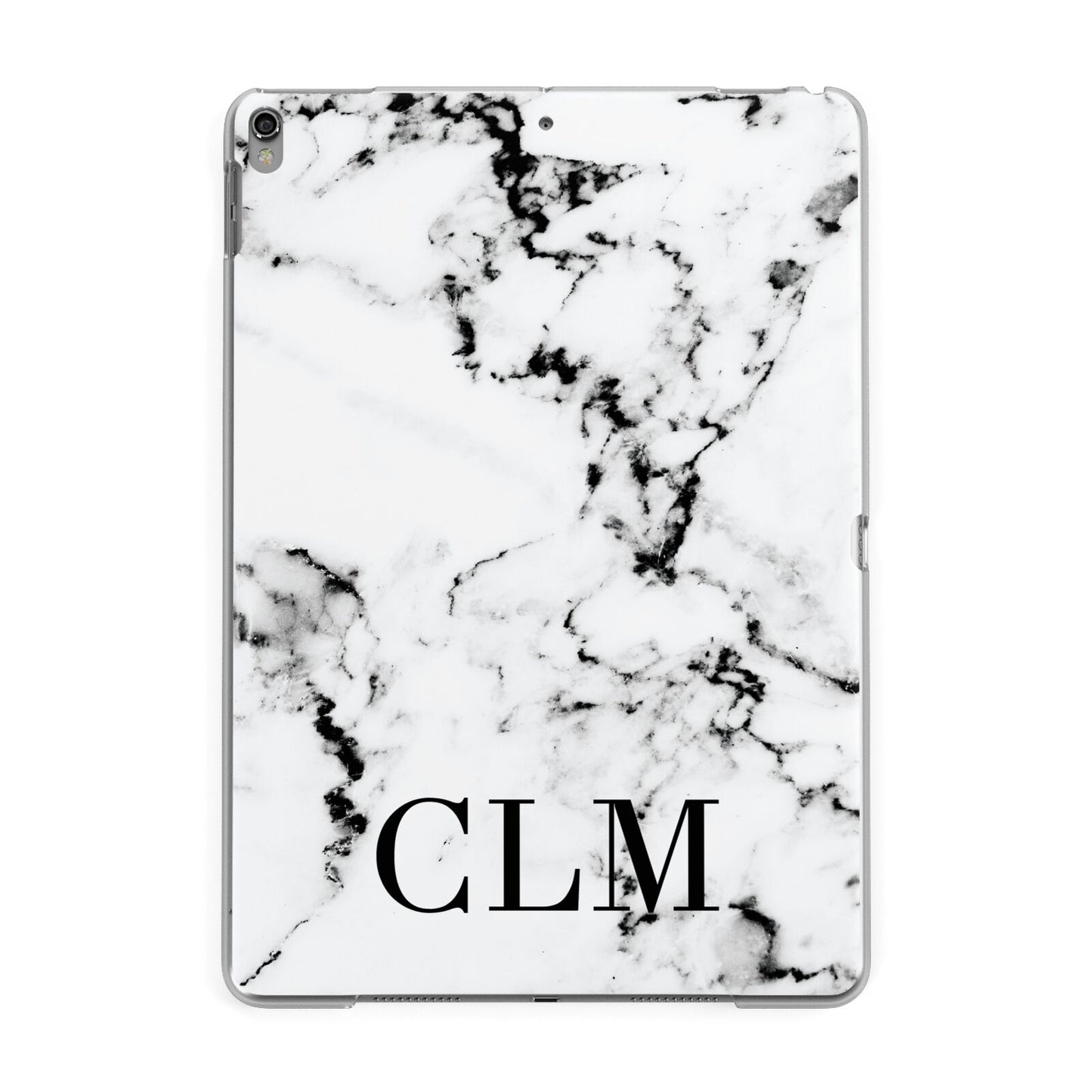 Marble Black Initials Personalised Apple iPad Grey Case