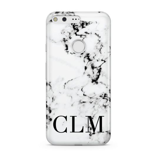 Marble Black Initials Personalised Google Pixel Case