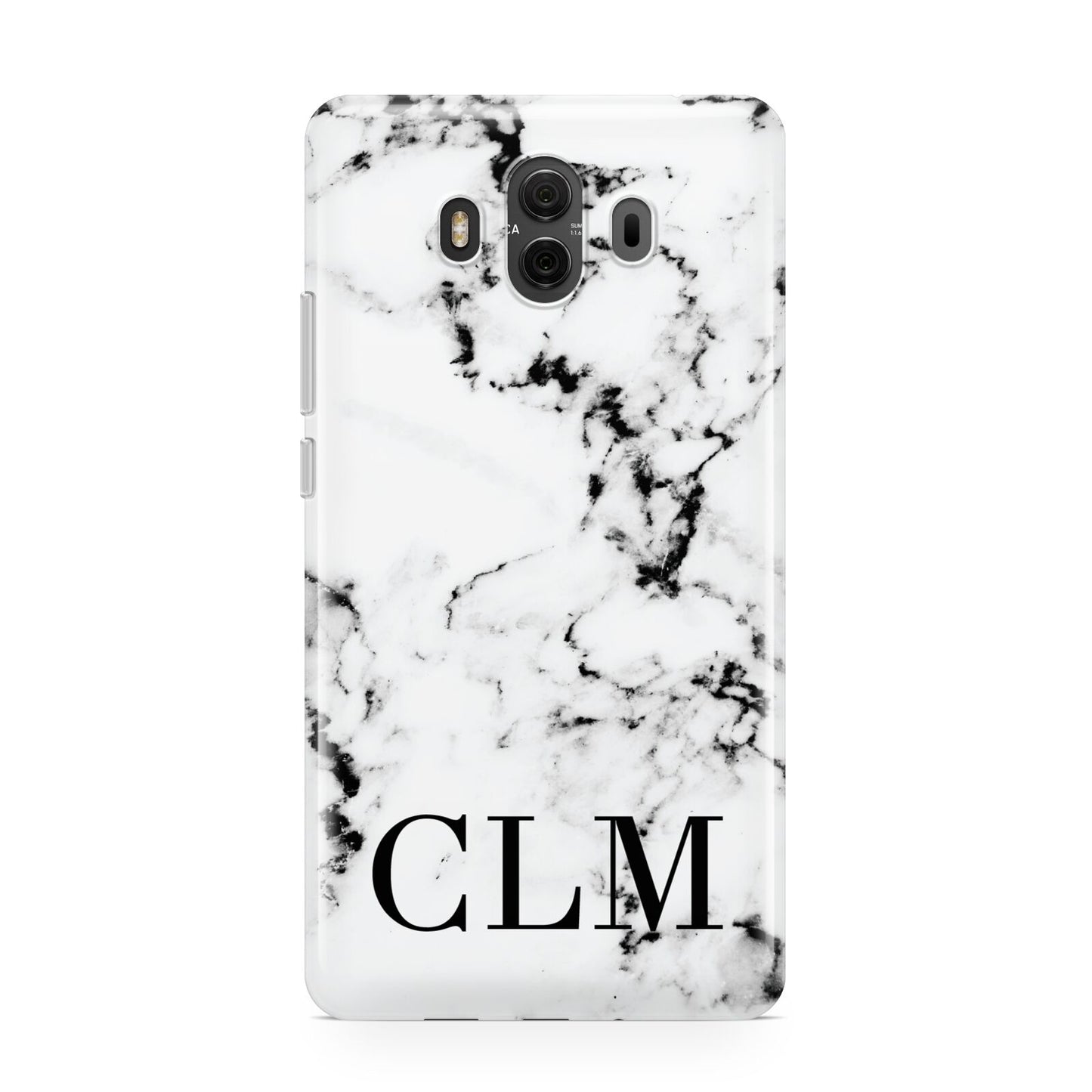 Marble Black Initials Personalised Huawei Mate 10 Protective Phone Case