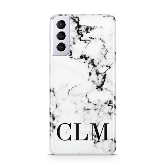 Marble Black Initials Personalised Samsung S21 Plus Phone Case