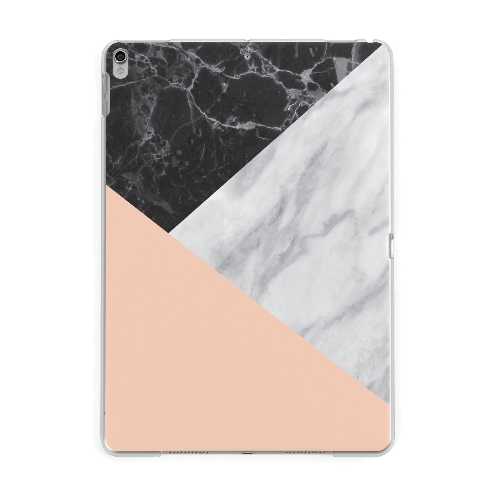 Marble Black White Grey Peach Apple iPad Silver Case