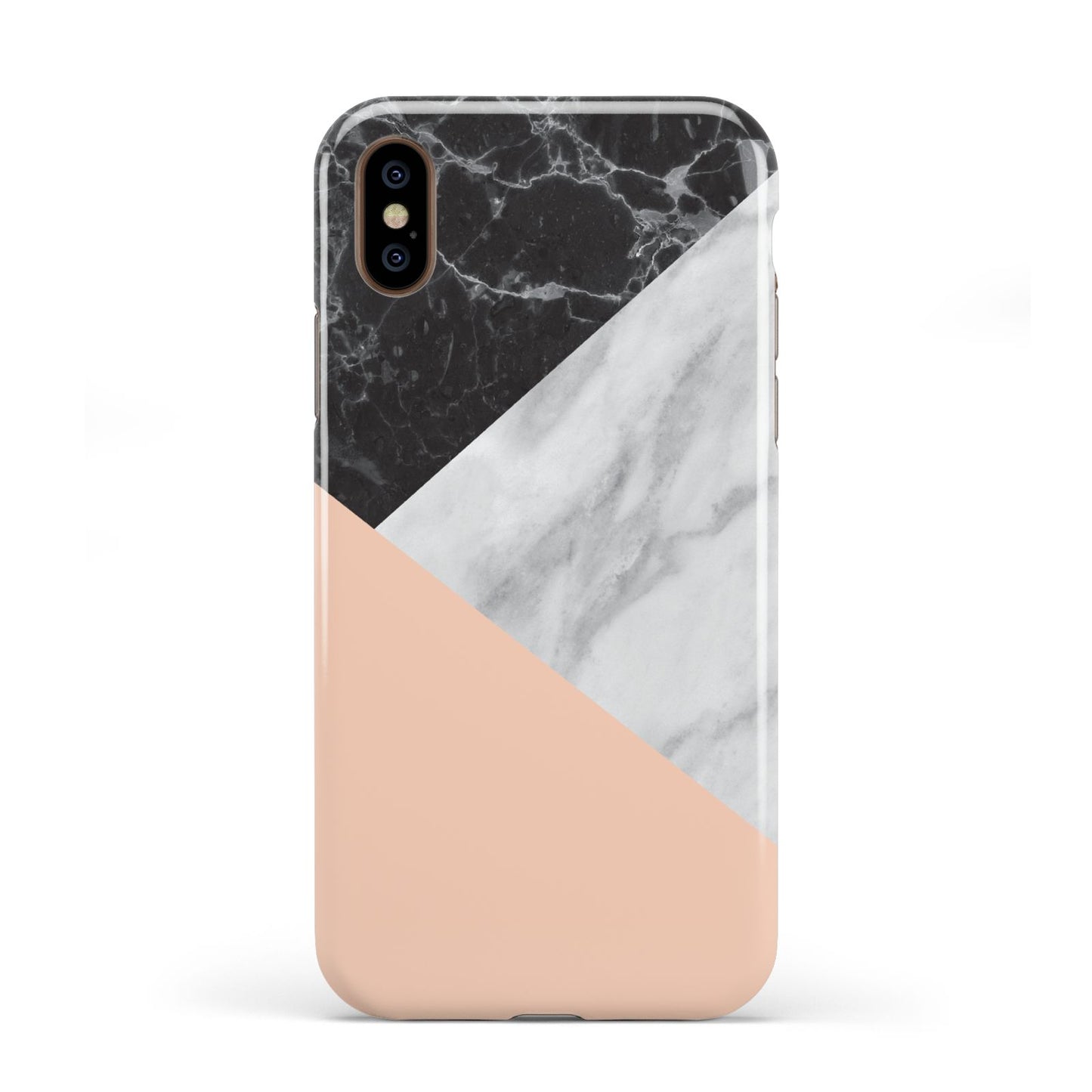 Marble Black White Grey Peach Apple iPhone XS 3D Tough