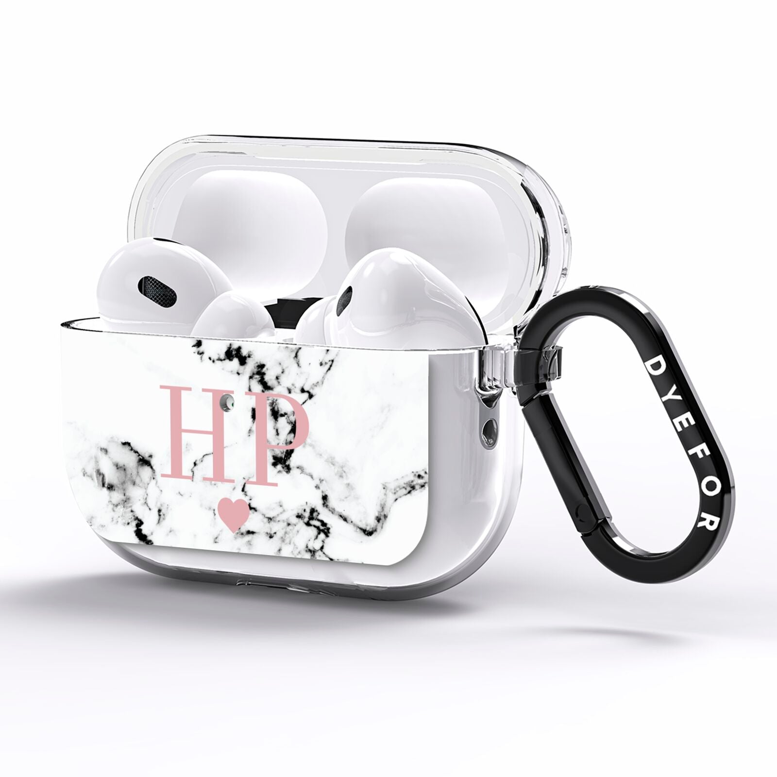 Marble Blush Pink Heart Personalised AirPods Pro Clear Case Side Image