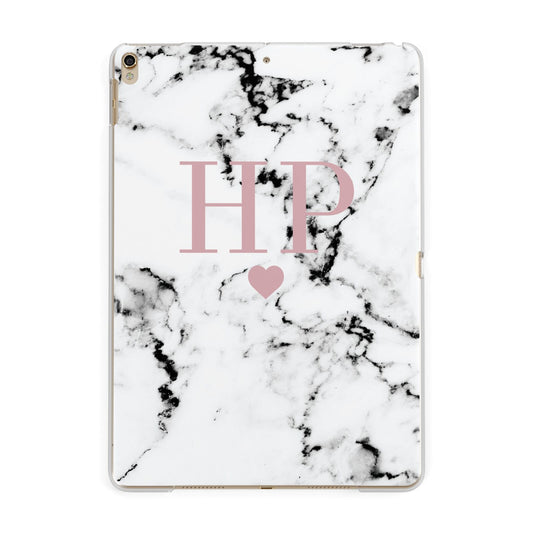 Marble Blush Pink Heart Personalised Apple iPad Gold Case