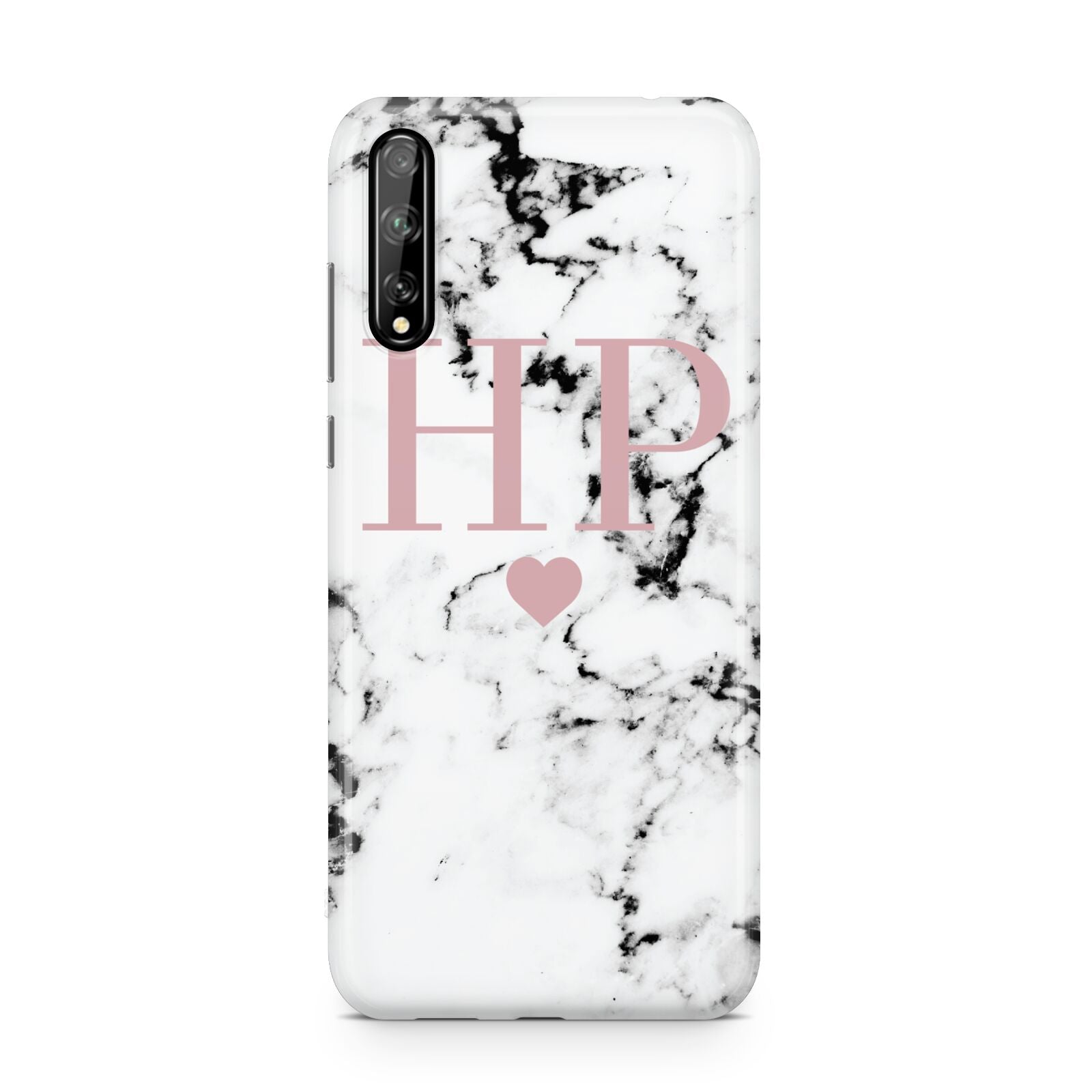 Marble Blush Pink Heart Personalised Huawei Enjoy 10s Phone Case