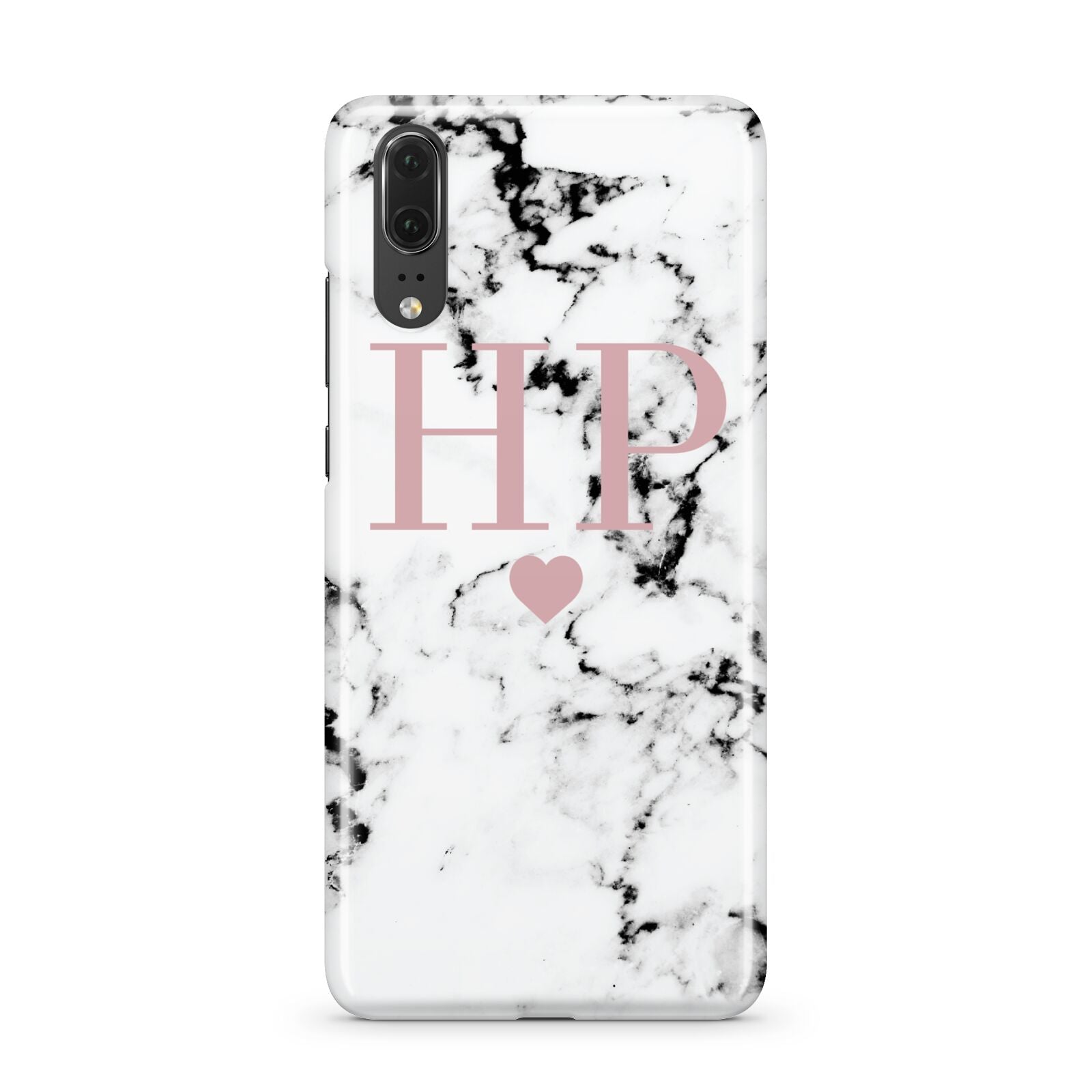 Marble Blush Pink Heart Personalised Huawei P20 Phone Case