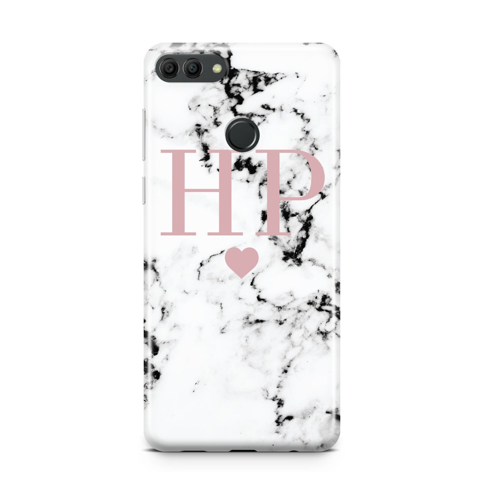 Marble Blush Pink Heart Personalised Huawei Y9 2018