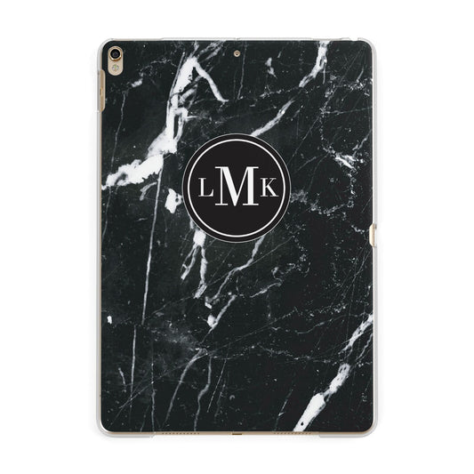 Marble Custom Initials Circle Apple iPad Gold Case