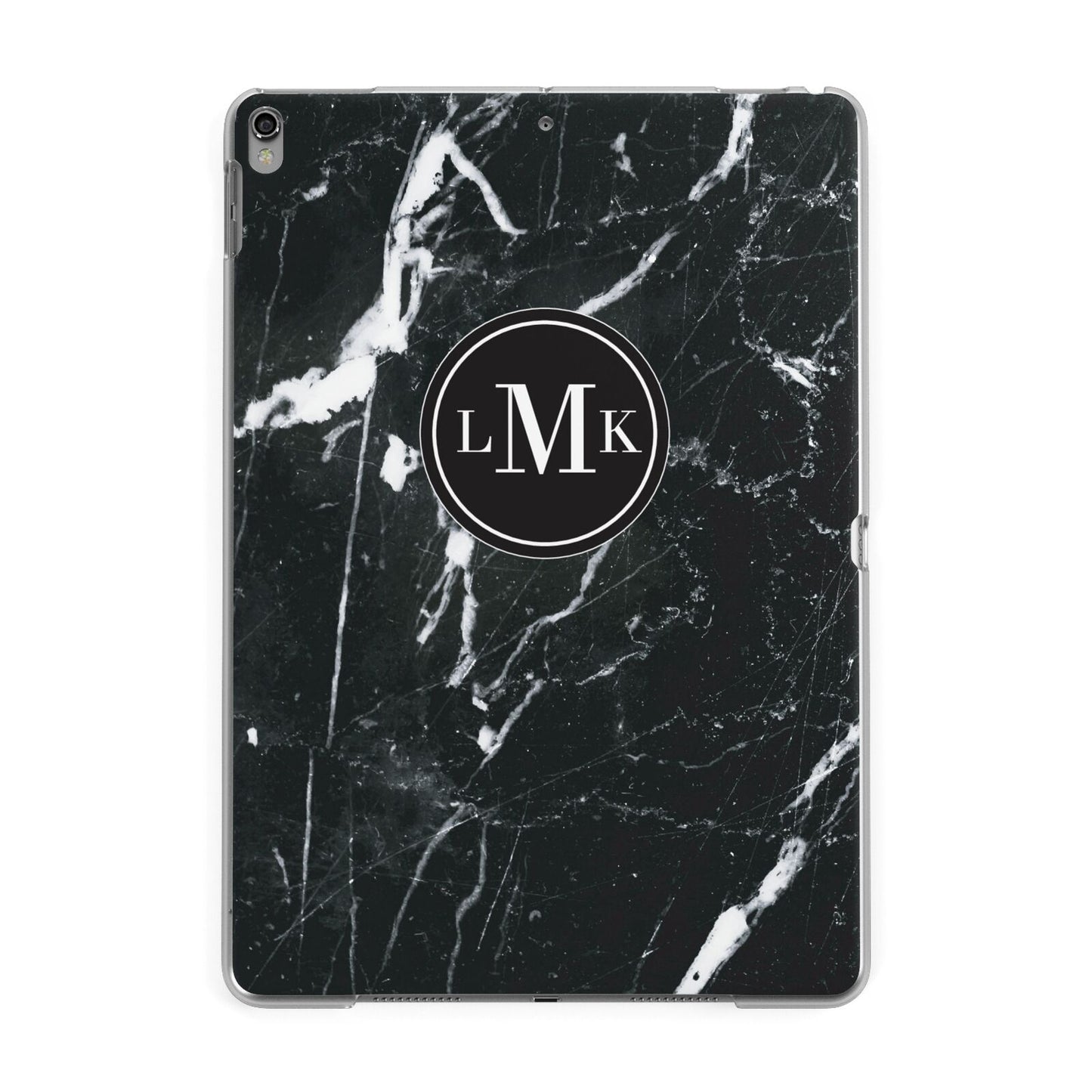 Marble Custom Initials Circle Apple iPad Grey Case