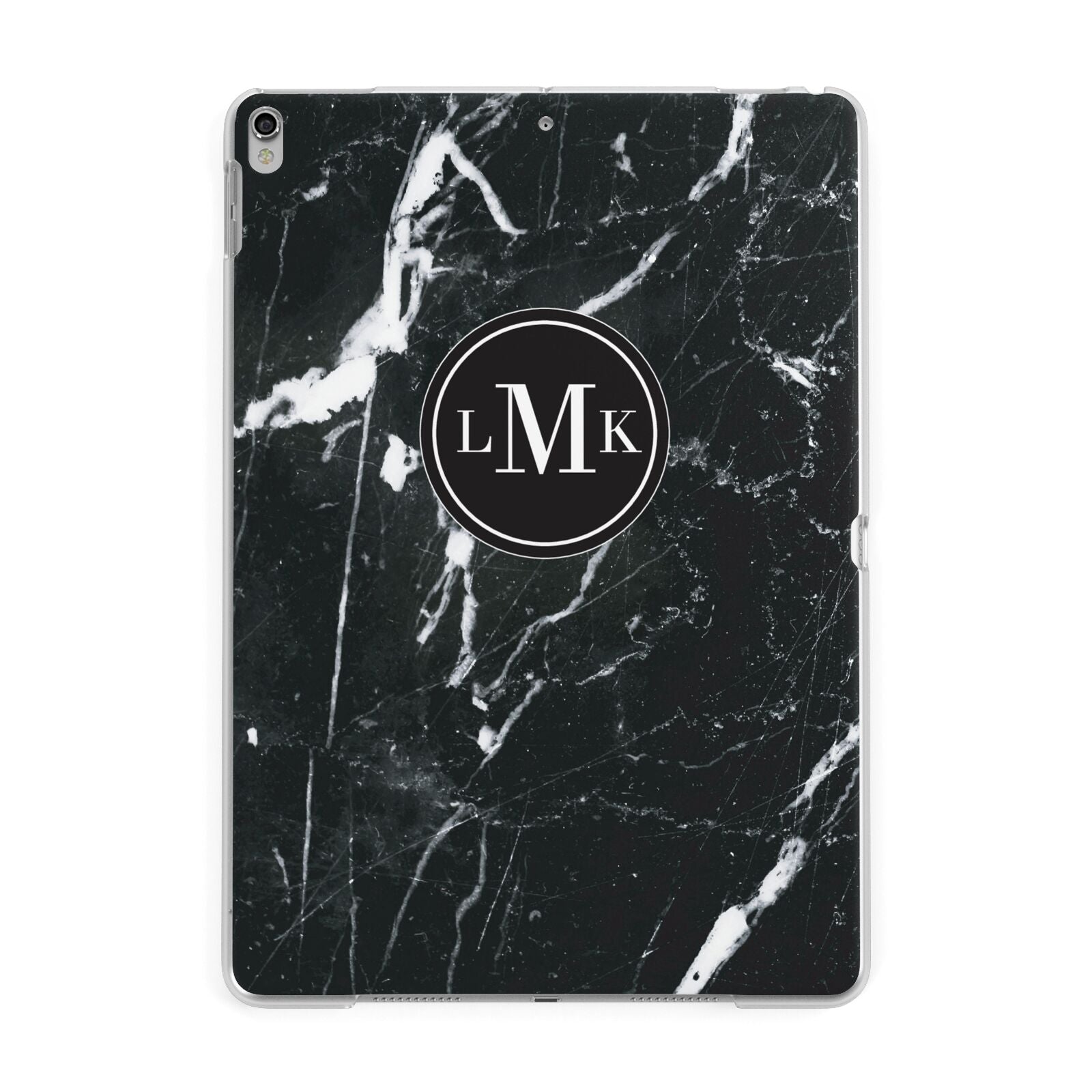 Marble Custom Initials Circle Apple iPad Silver Case