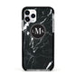 Marble Custom Initials Circle Apple iPhone 11 Pro in Silver with Black Impact Case