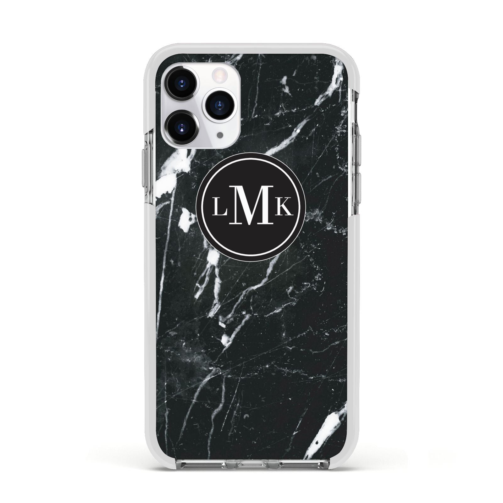 Marble Custom Initials Circle Apple iPhone 11 Pro in Silver with White Impact Case