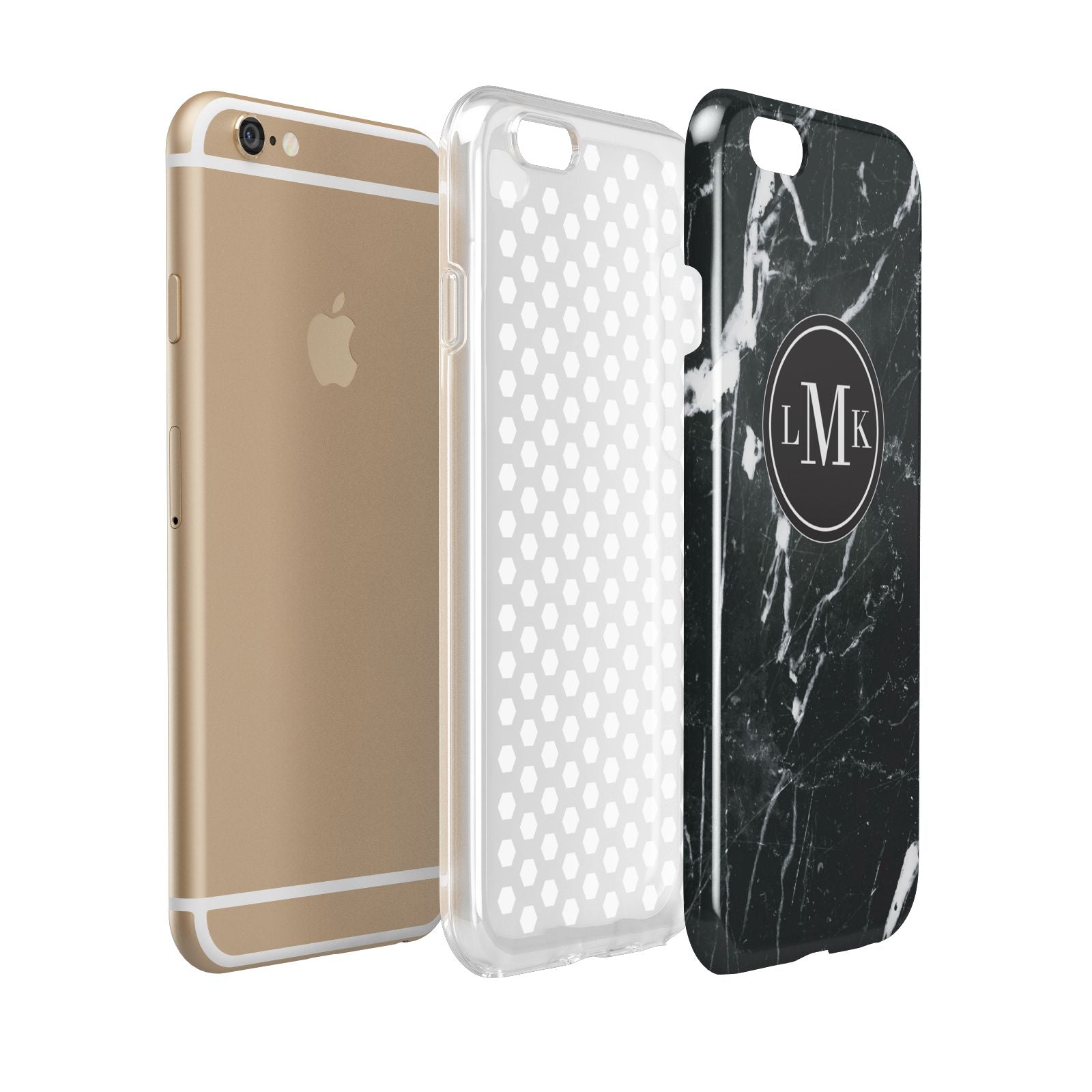 Marble Custom Initials Circle Apple iPhone 6 3D Tough Case Expanded view