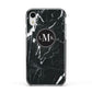 Marble Custom Initials Circle Apple iPhone XR Impact Case Black Edge on Silver Phone