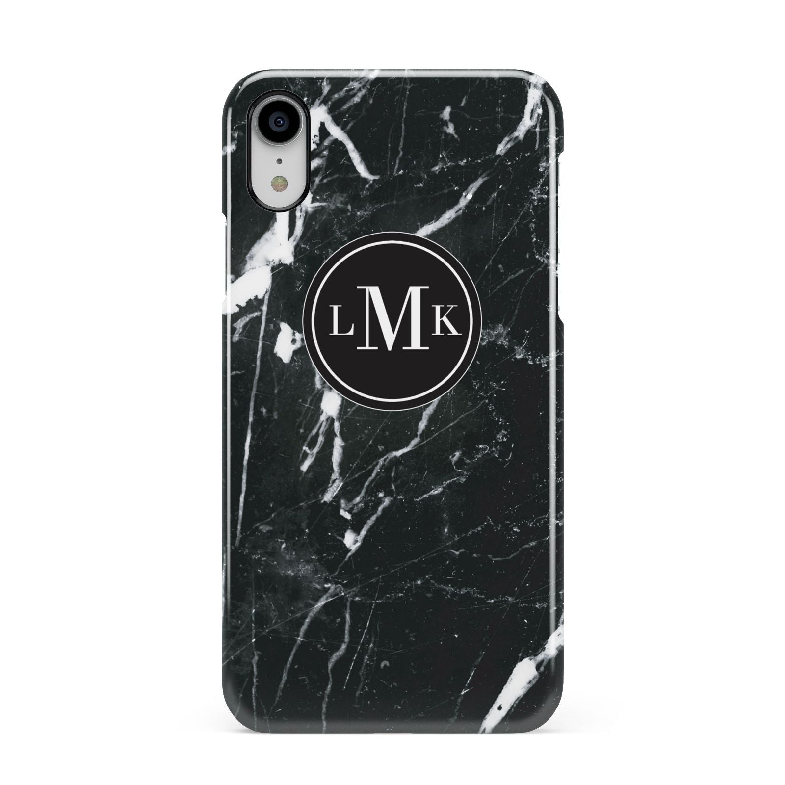 Marble Custom Initials Circle Apple iPhone XR White 3D Snap Case