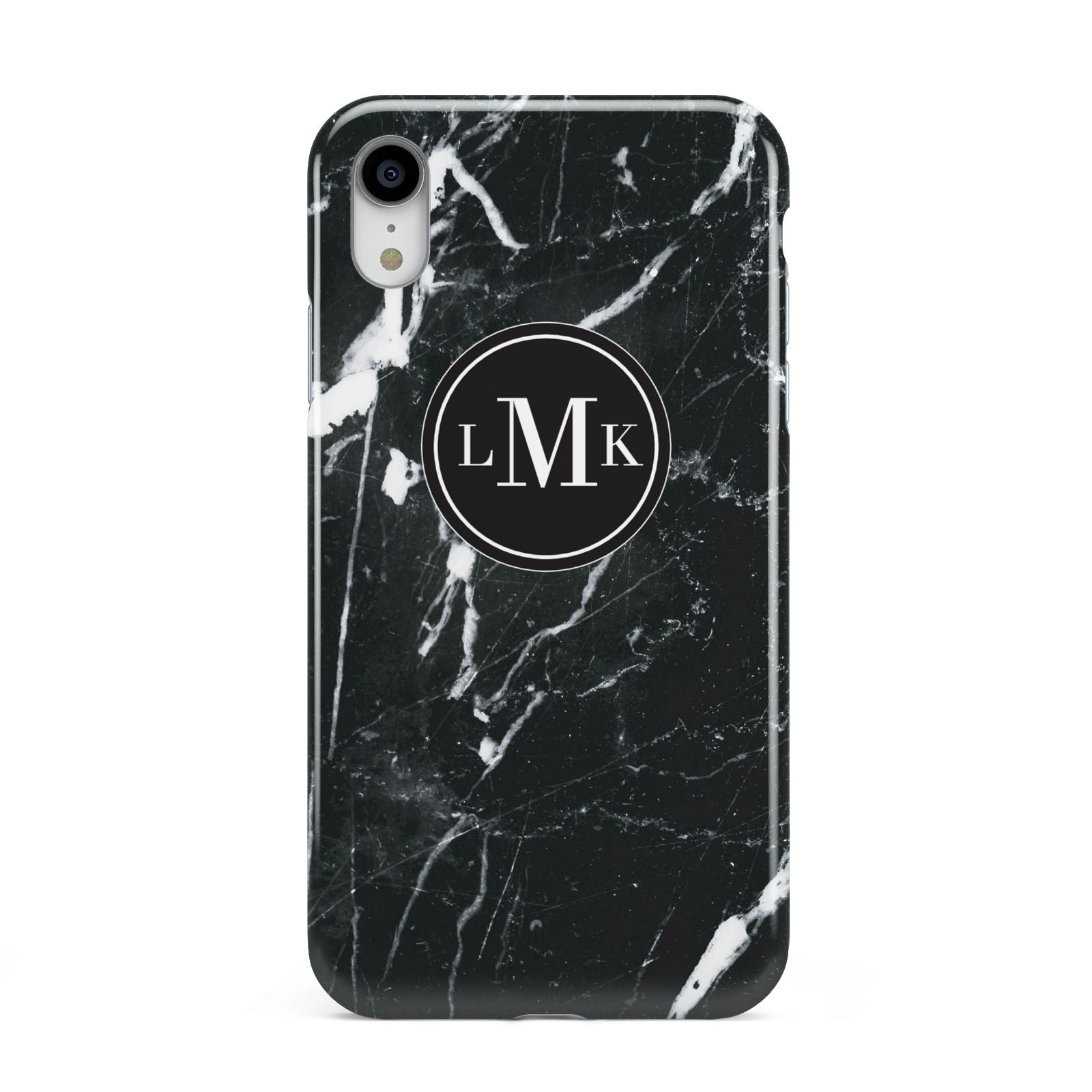 Marble Custom Initials Circle Apple iPhone XR White 3D Tough Case