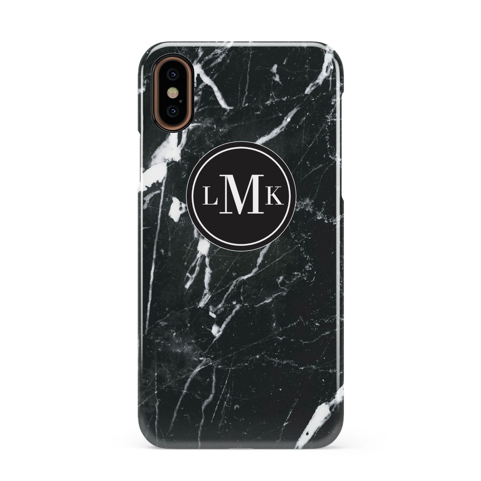 Marble Custom Initials Circle Apple iPhone XS 3D Snap Case