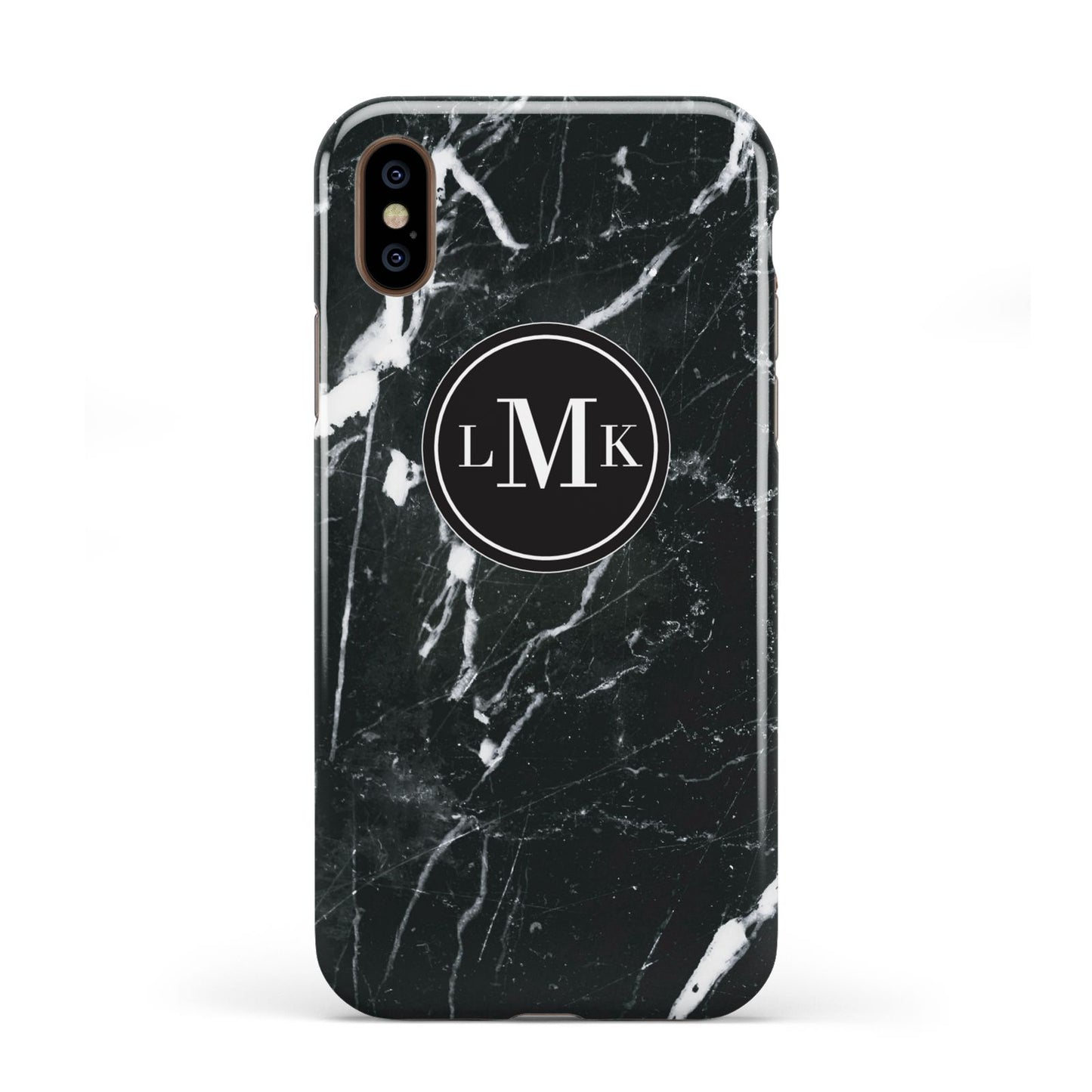 Marble Custom Initials Circle Apple iPhone XS 3D Tough