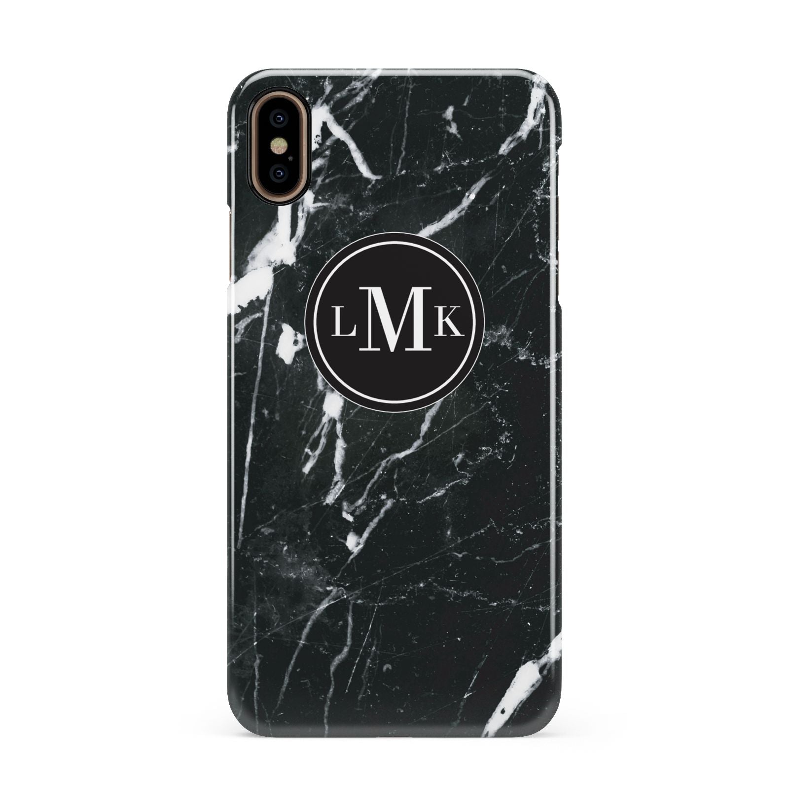 Marble Custom Initials Circle Apple iPhone Xs Max 3D Snap Case