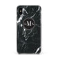 Marble Custom Initials Circle Apple iPhone Xs Max Impact Case Black Edge on Black Phone