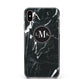 Marble Custom Initials Circle Apple iPhone Xs Max Impact Case Black Edge on Gold Phone