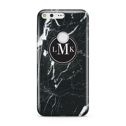 Marble Custom Initials Circle Google Pixel Case