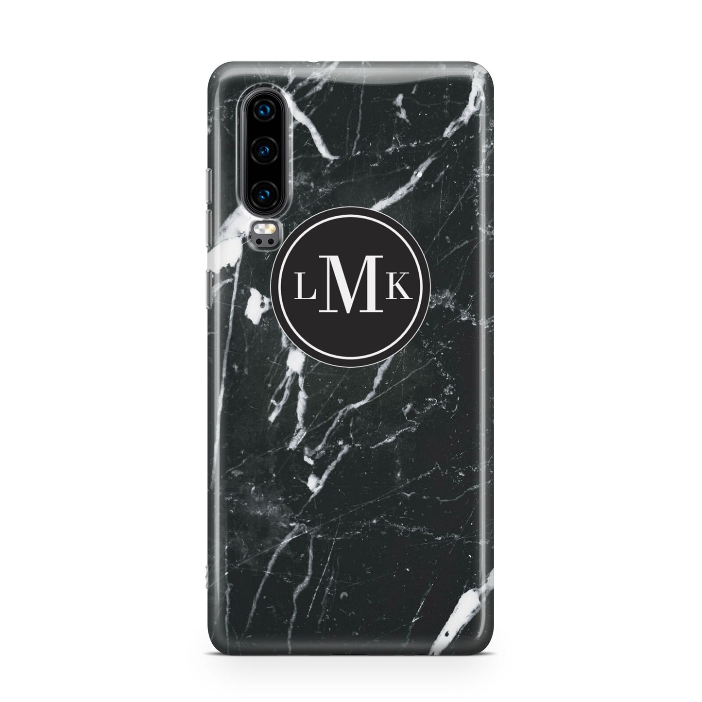 Marble Custom Initials Circle Huawei P30 Phone Case