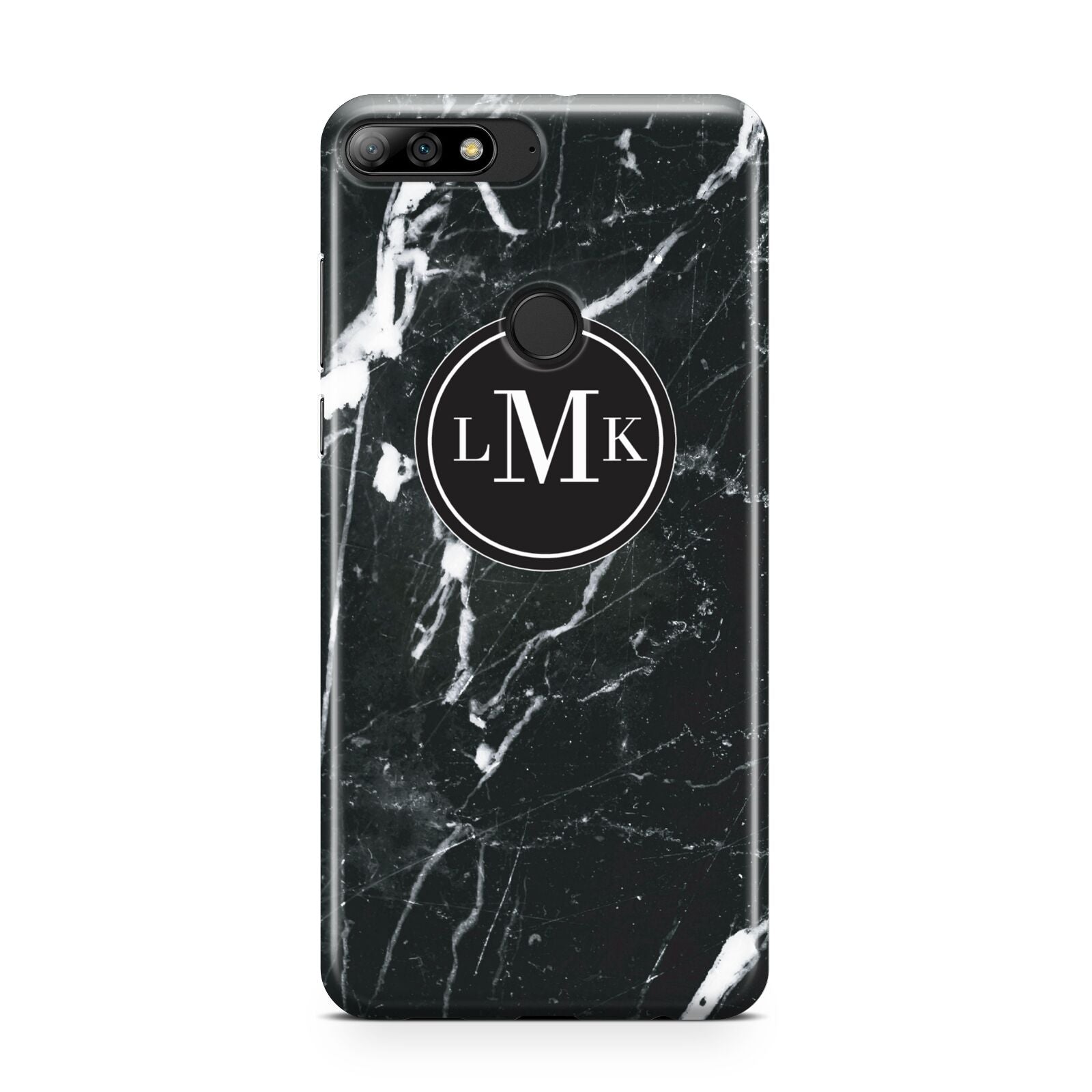 Marble Custom Initials Circle Huawei Y7 2018