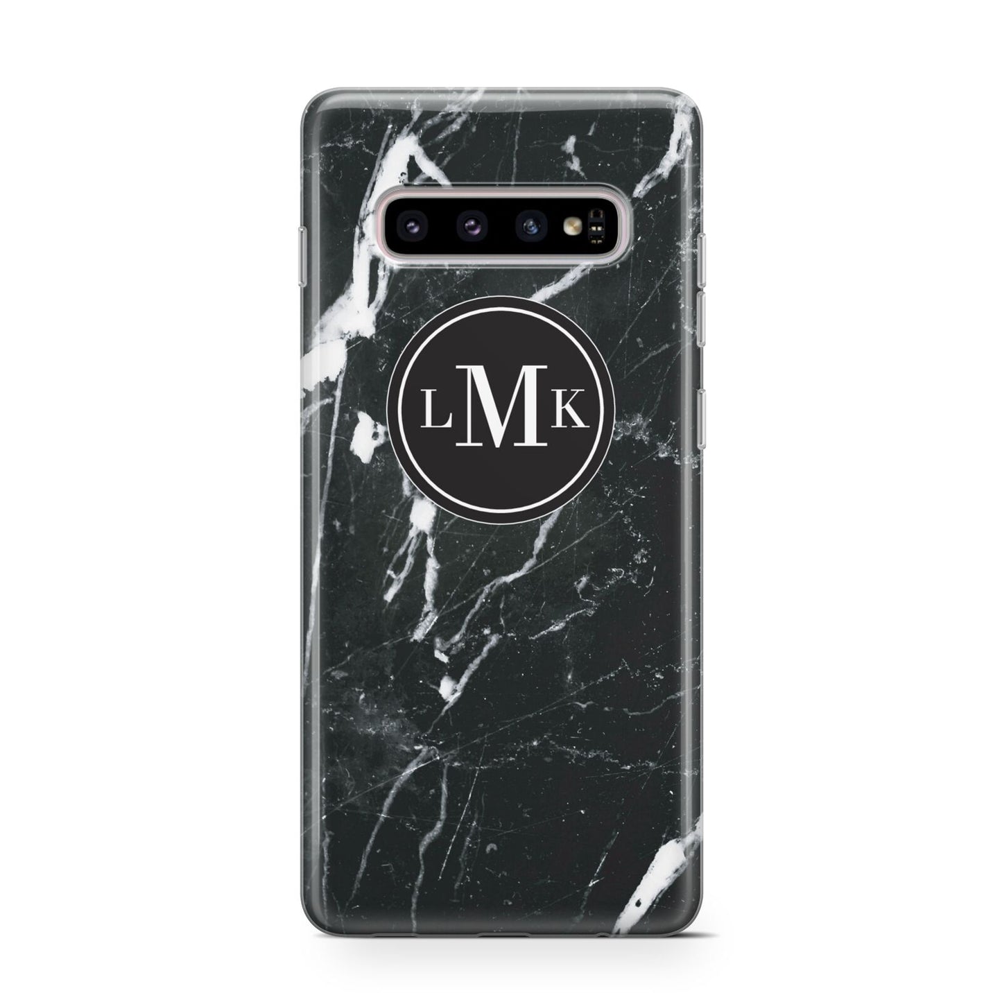 Marble Custom Initials Circle Protective Samsung Galaxy Case