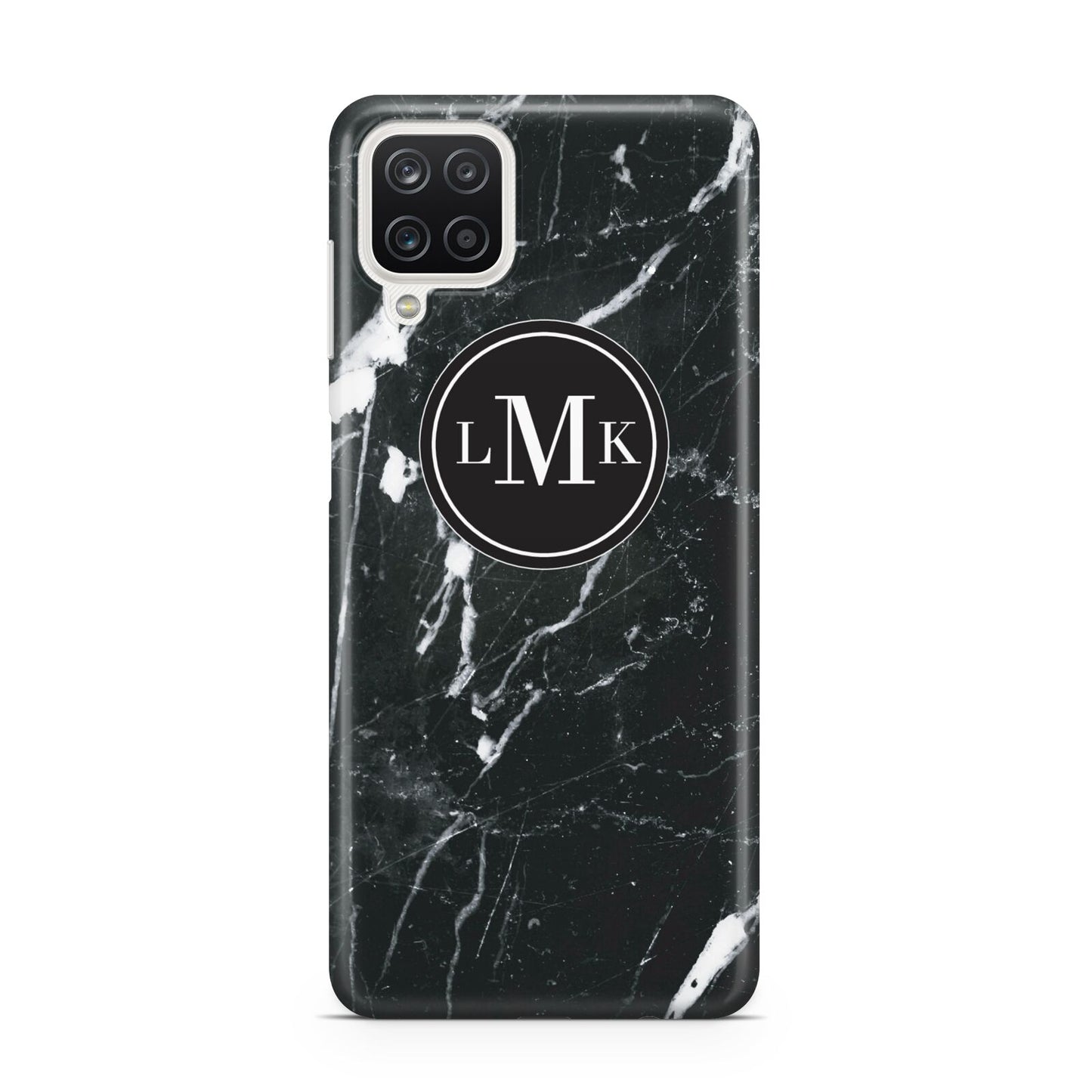 Marble Custom Initials Circle Samsung A12 Case