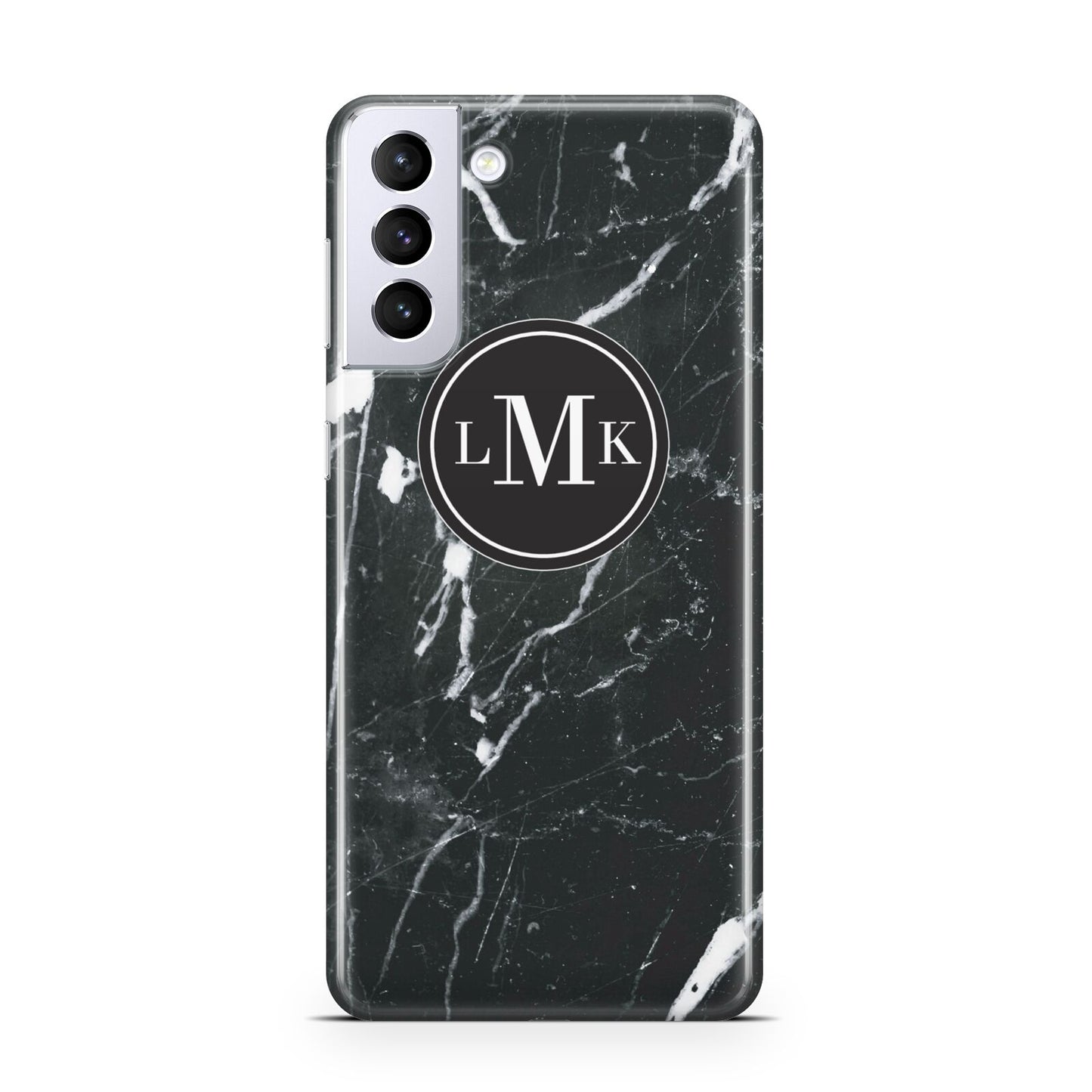 Marble Custom Initials Circle Samsung S21 Plus Case