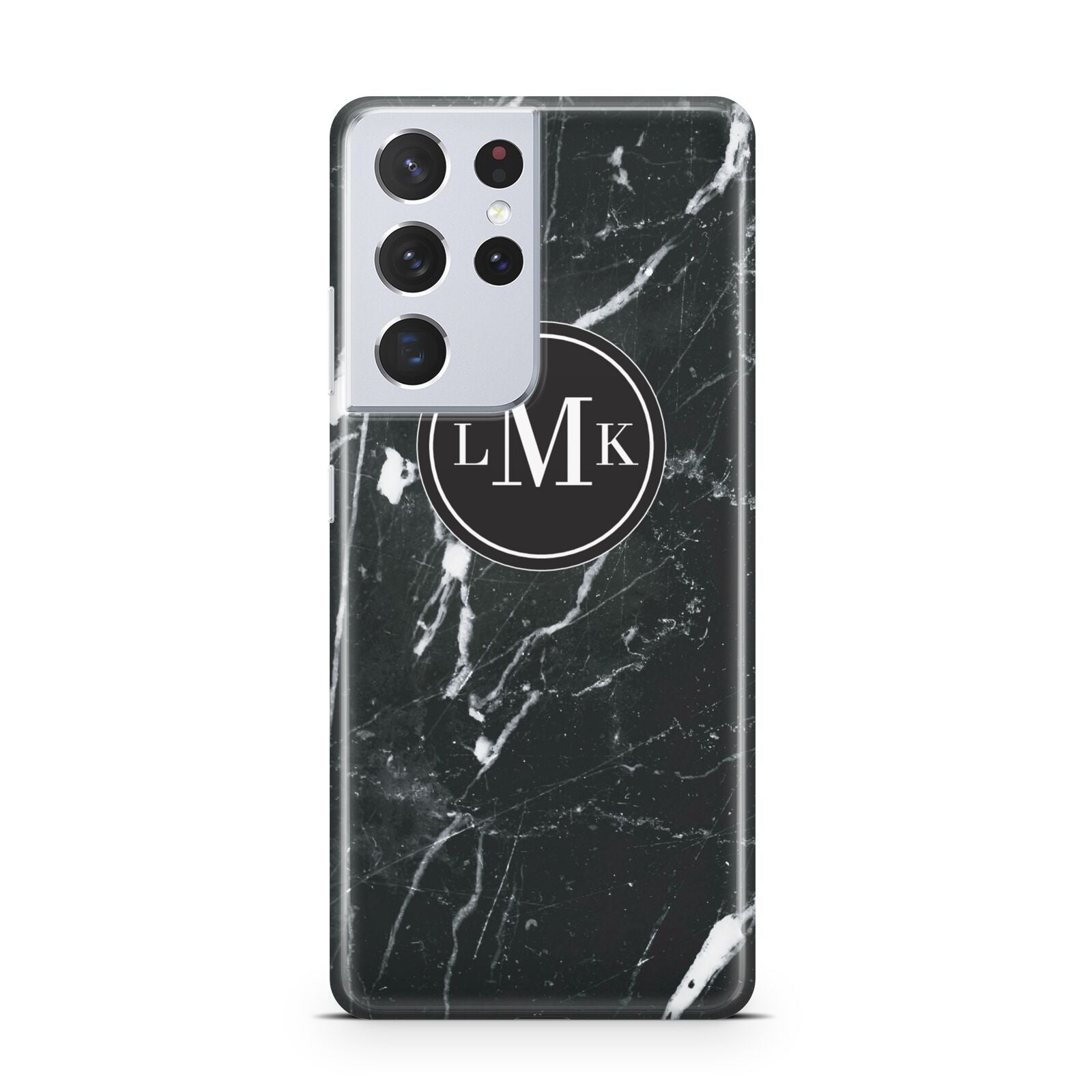 Marble Custom Initials Circle Samsung S21 Ultra Case