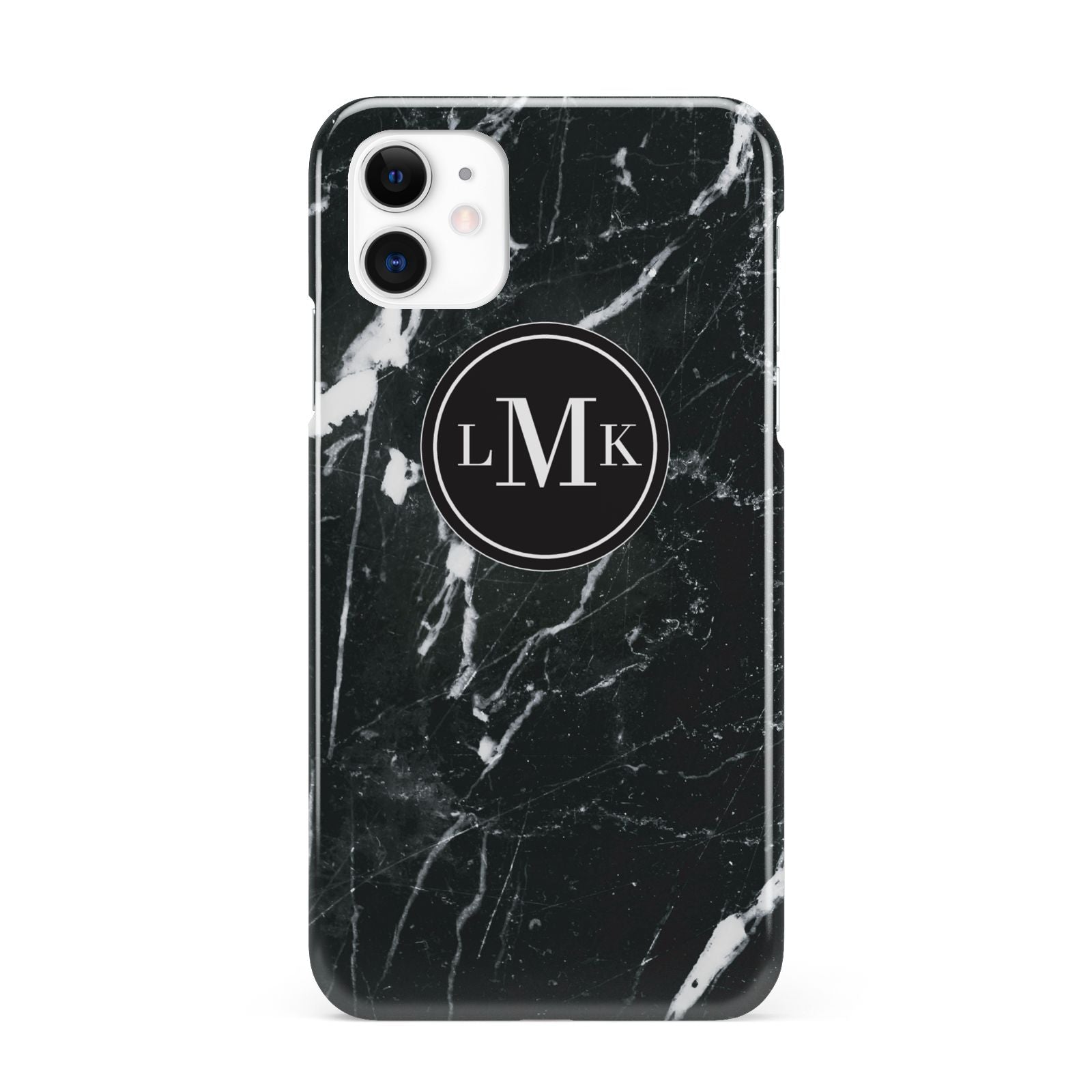Marble Custom Initials Circle iPhone 11 3D Snap Case