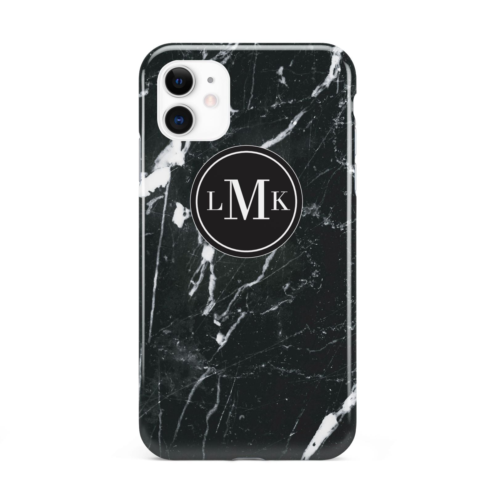 Marble Custom Initials Circle iPhone 11 3D Tough Case