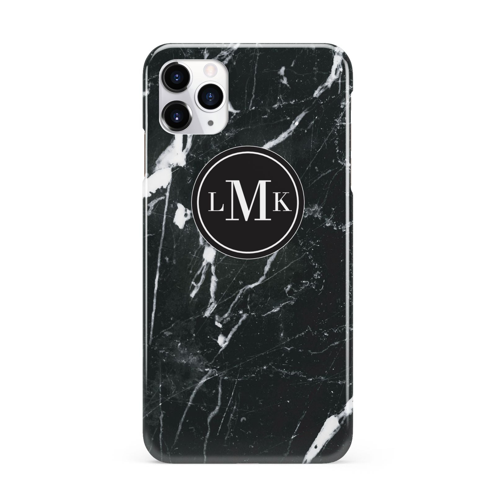 Marble Custom Initials Circle iPhone 11 Pro Max 3D Snap Case