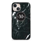 Marble Custom Initials Circle iPhone 13 Black Impact Case on Silver phone