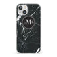 Marble Custom Initials Circle iPhone 13 Clear Bumper Case