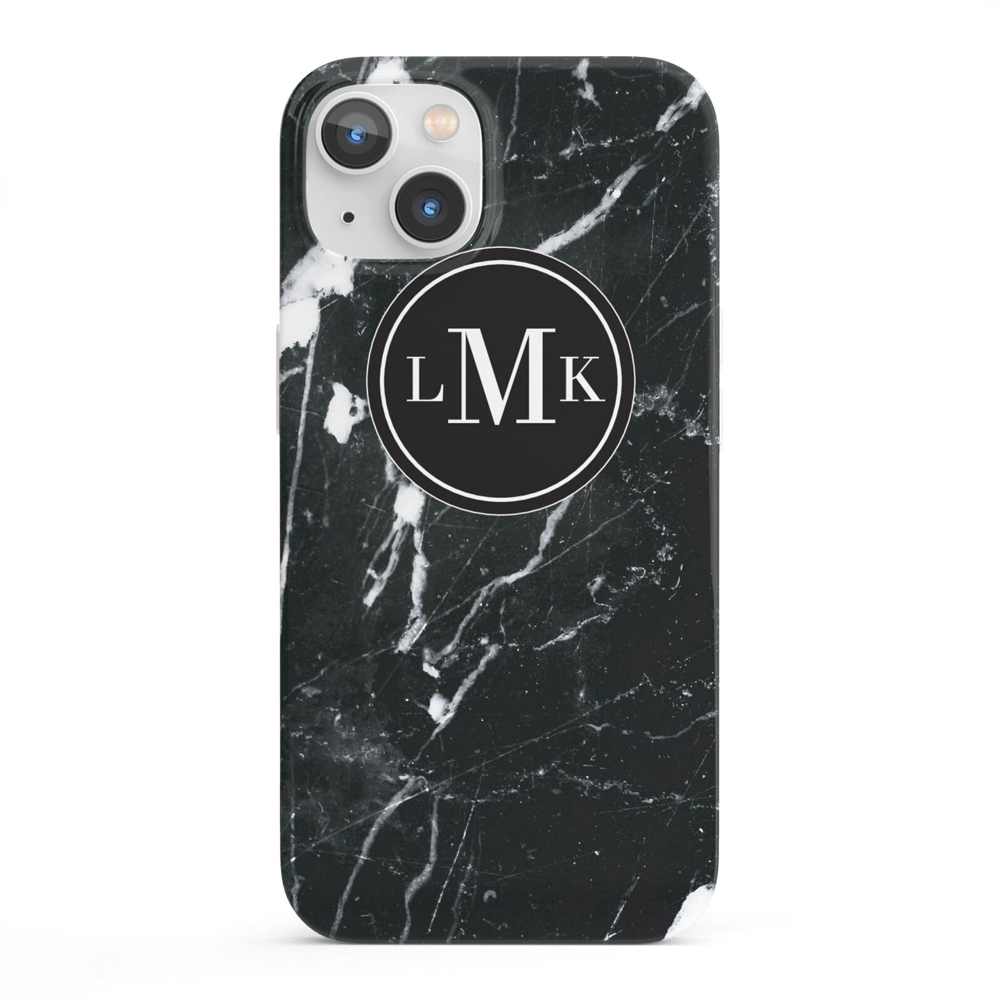 Marble Custom Initials Circle iPhone 13 Full Wrap 3D Snap Case