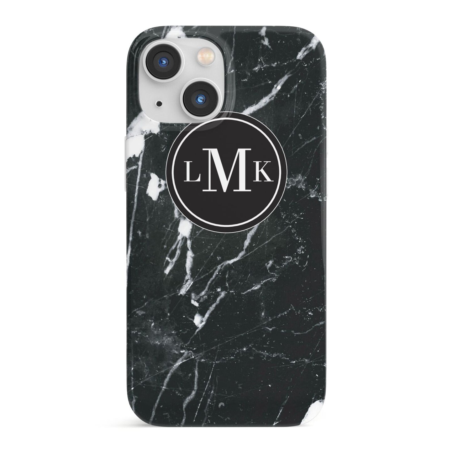 Marble Custom Initials Circle iPhone 13 Mini Full Wrap 3D Snap Case