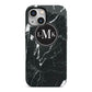 Marble Custom Initials Circle iPhone 13 Mini Full Wrap 3D Tough Case